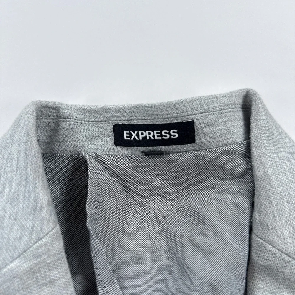 Express Mens Blazer 40R Slim Grey Jersey Knit Two Button Sport Coat Half Lined